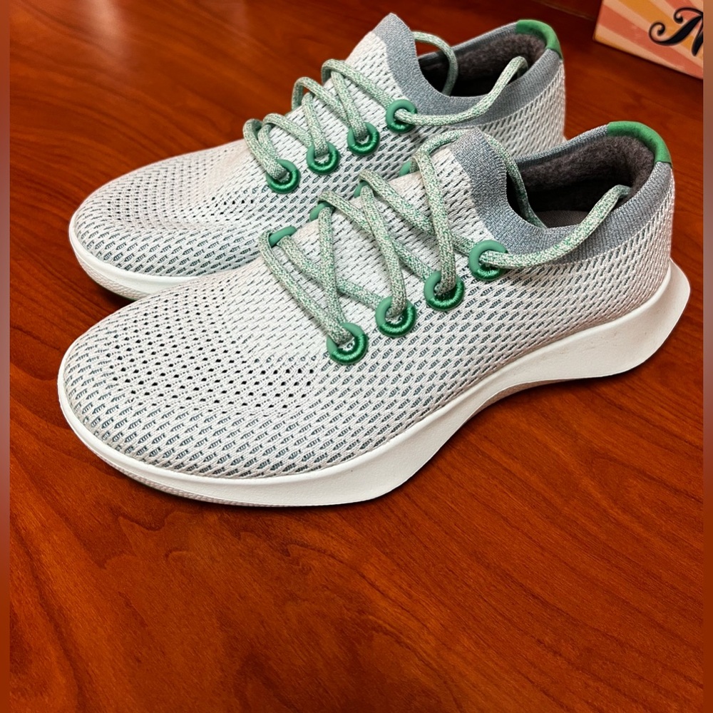 Gray and Green Mesh Sneakers